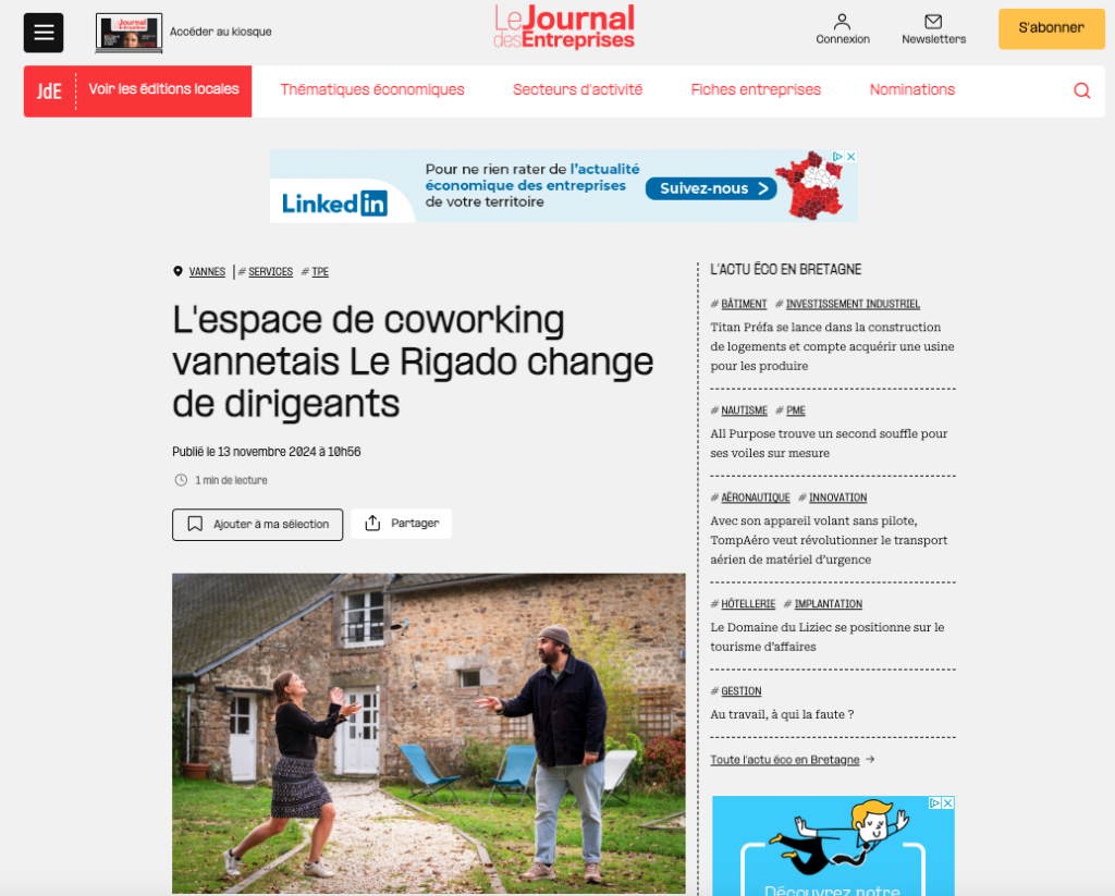 Article journal des entreprises